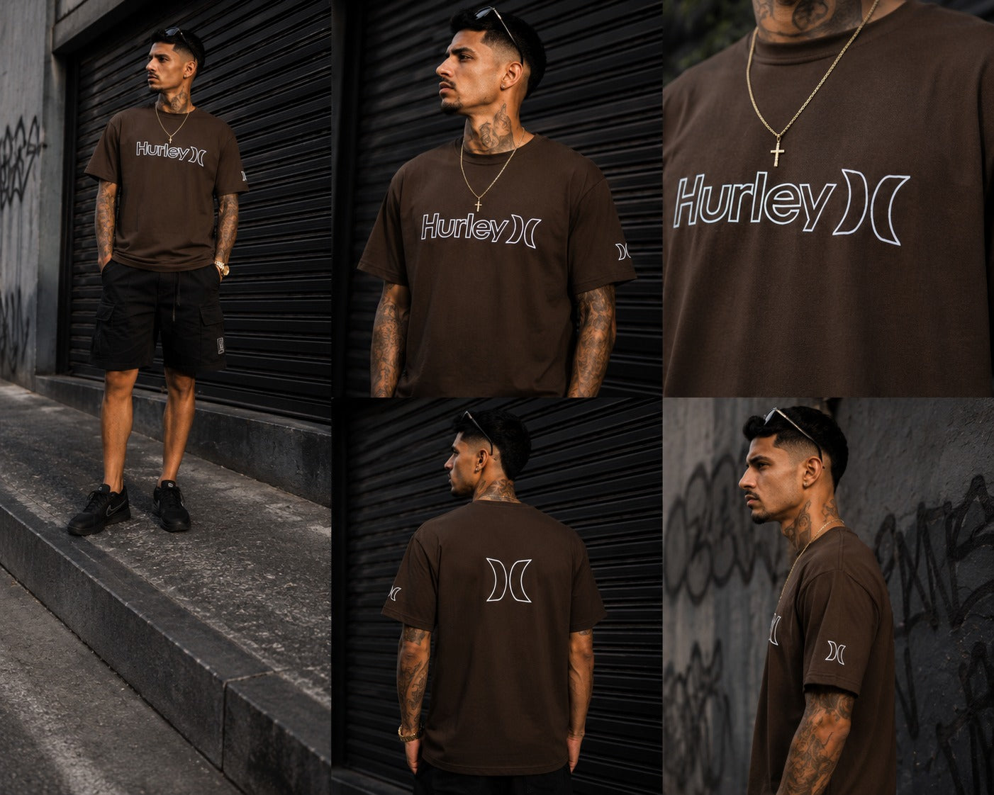 Camisa Hurley  Masculina Marrom em Algodão