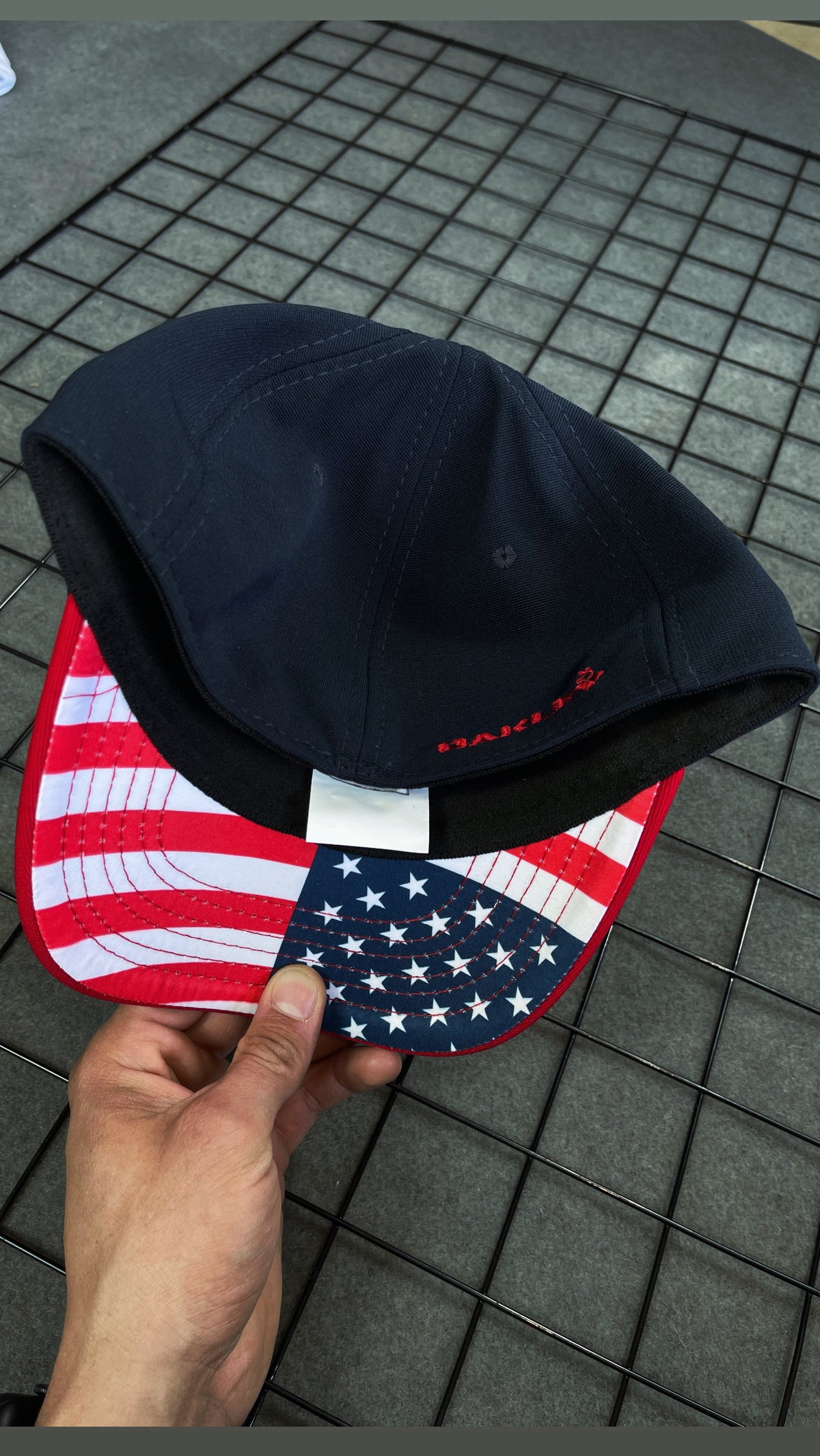 Boné Flex Fit Poliester Azul Com Vermelho