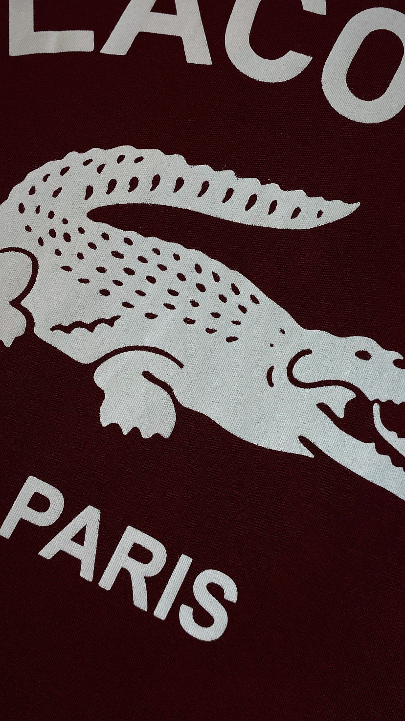 Camisa Peruana Lacoste Vinho  em Algodao com Elastano