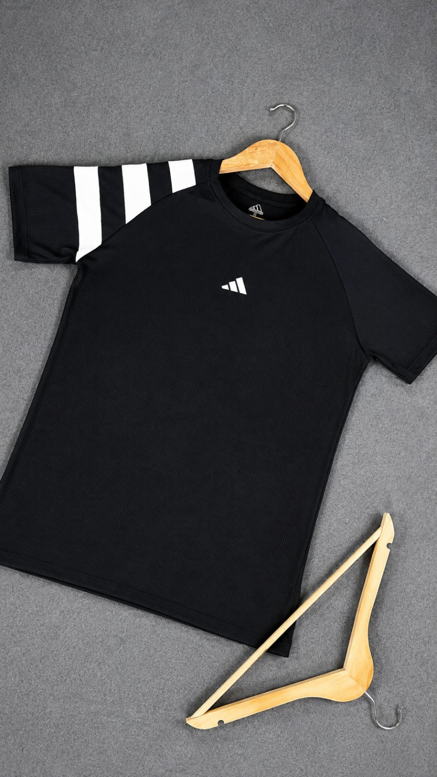 Camiseta Masculina Dry Fit Tecido Quadriculado Preta