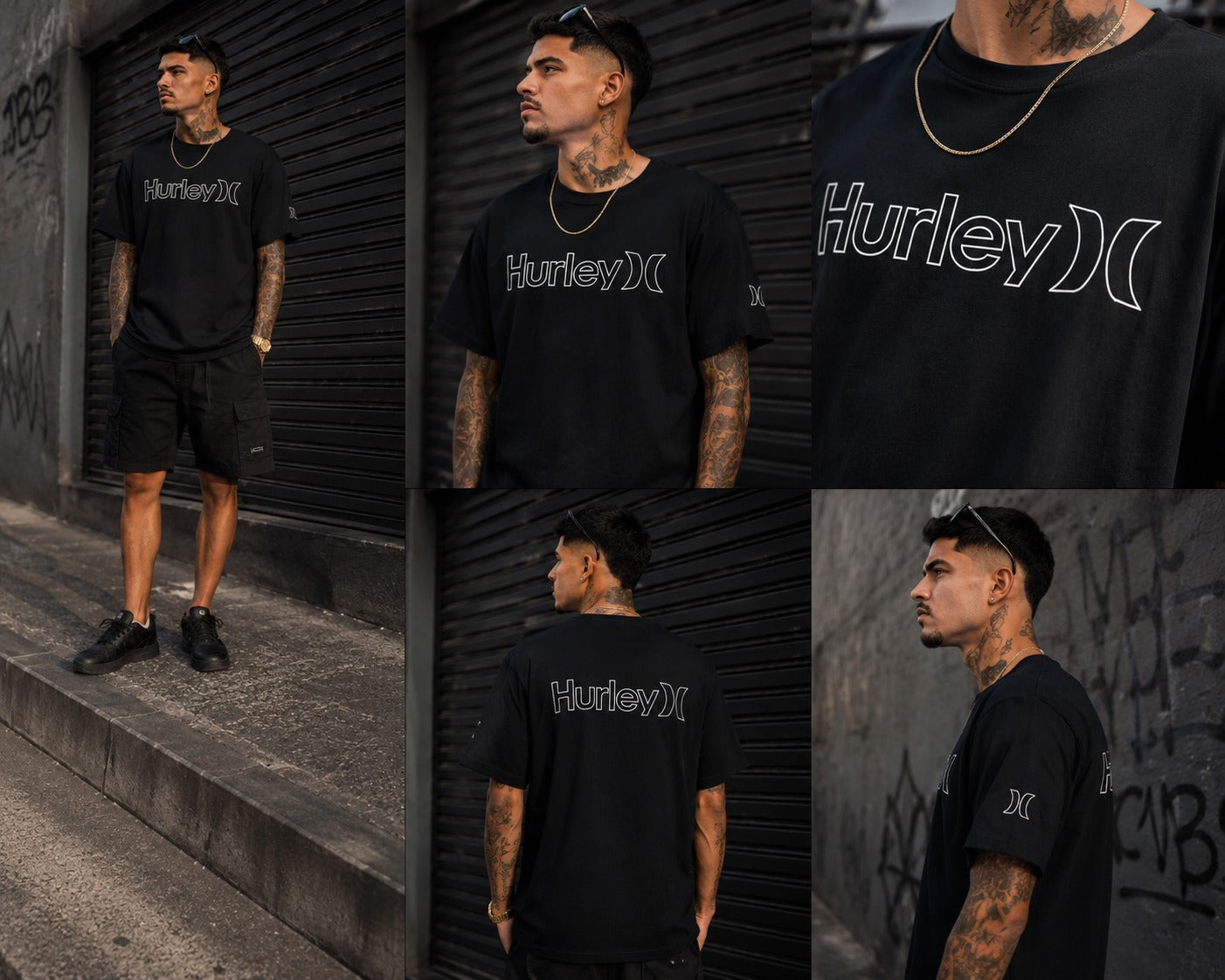 Camisa Hurley  Masculina Preta em Algodão